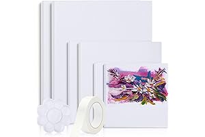 Stretched White Canvas Panels with Paint Tray Palettes & Tape