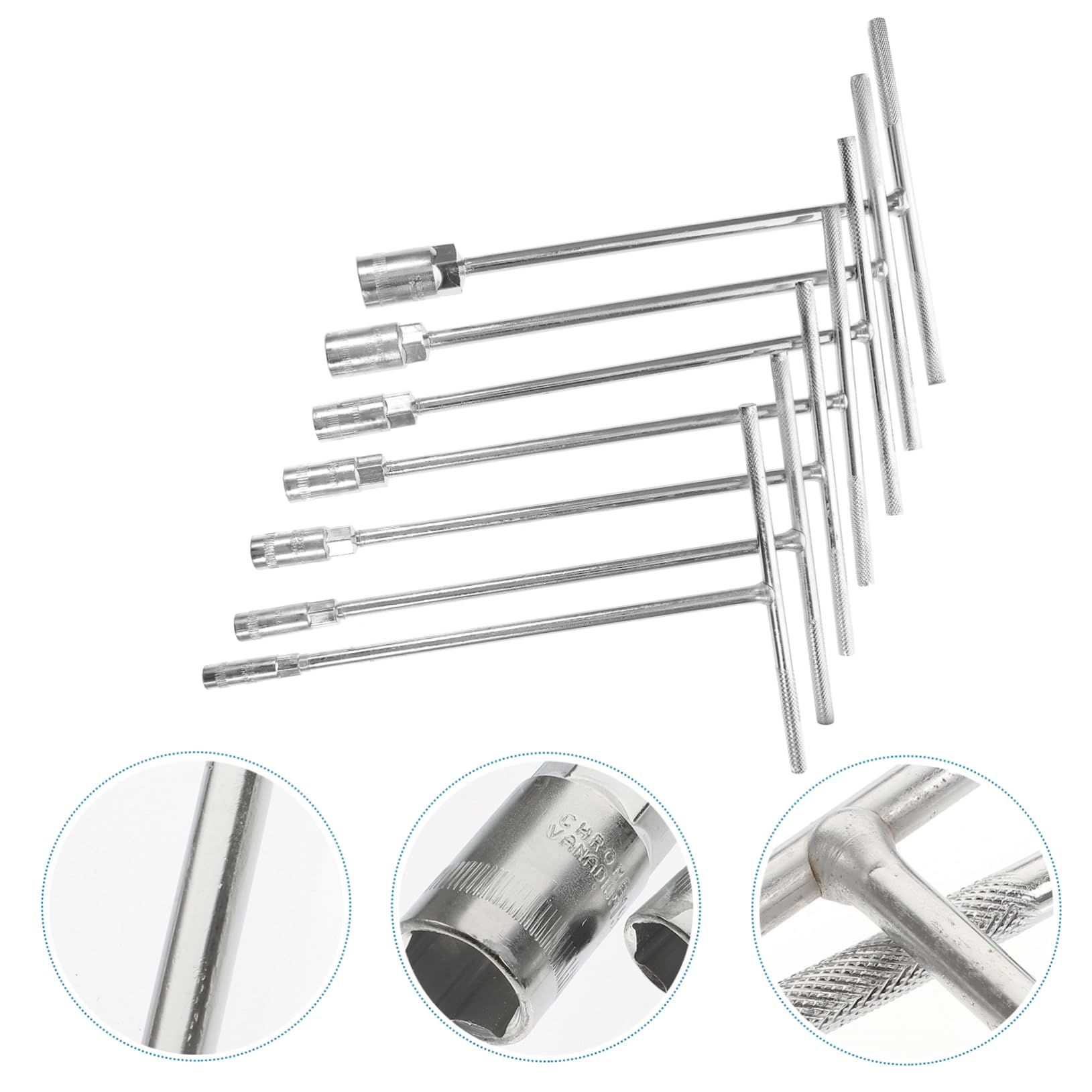 Angoily Jeu de Clés Douille T 7pcs en Acier Chrome-vanadium, Pratiques et Antirouille, pour Réparation et Outils Moto Professionnels, Tailles 8mm à 19mm