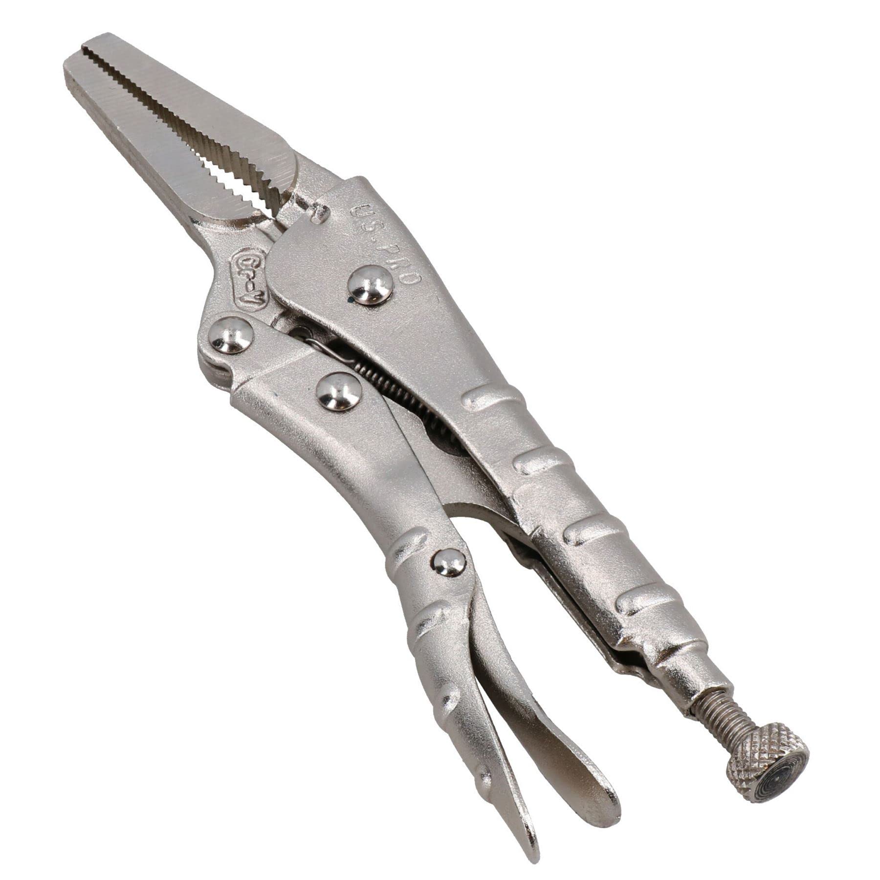 Ab Tools Nickel 6.5” (165Mm) Long Nose Straight Locking Pliers Mole Grips With Ribbed Handles