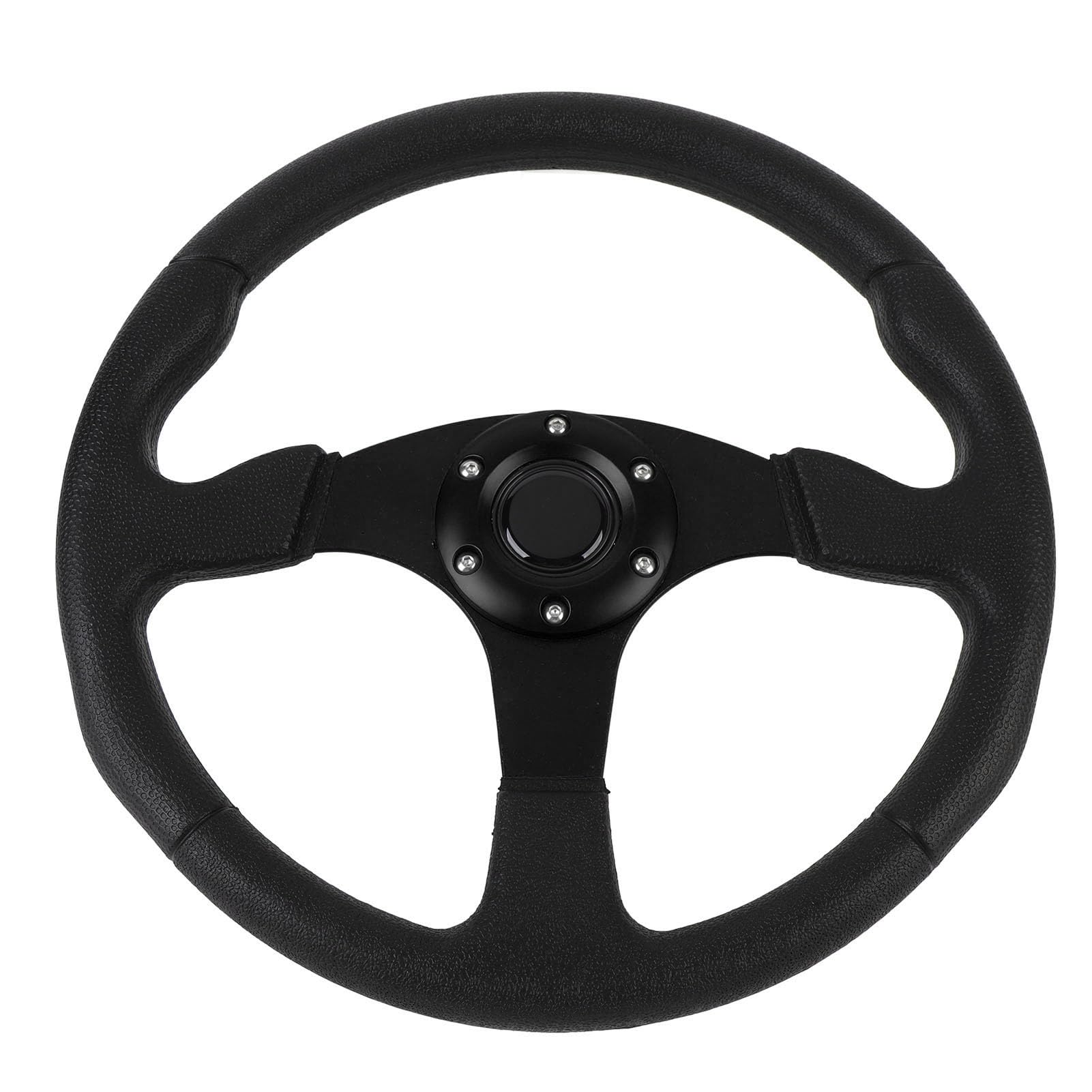 Volante da universale da 14 pollici, telaio in alluminio e pelle PU con adattatore per a 6 bulloni, adatto per la modifica automobilistica, aggiornamento dell’abitacolo (Nera)