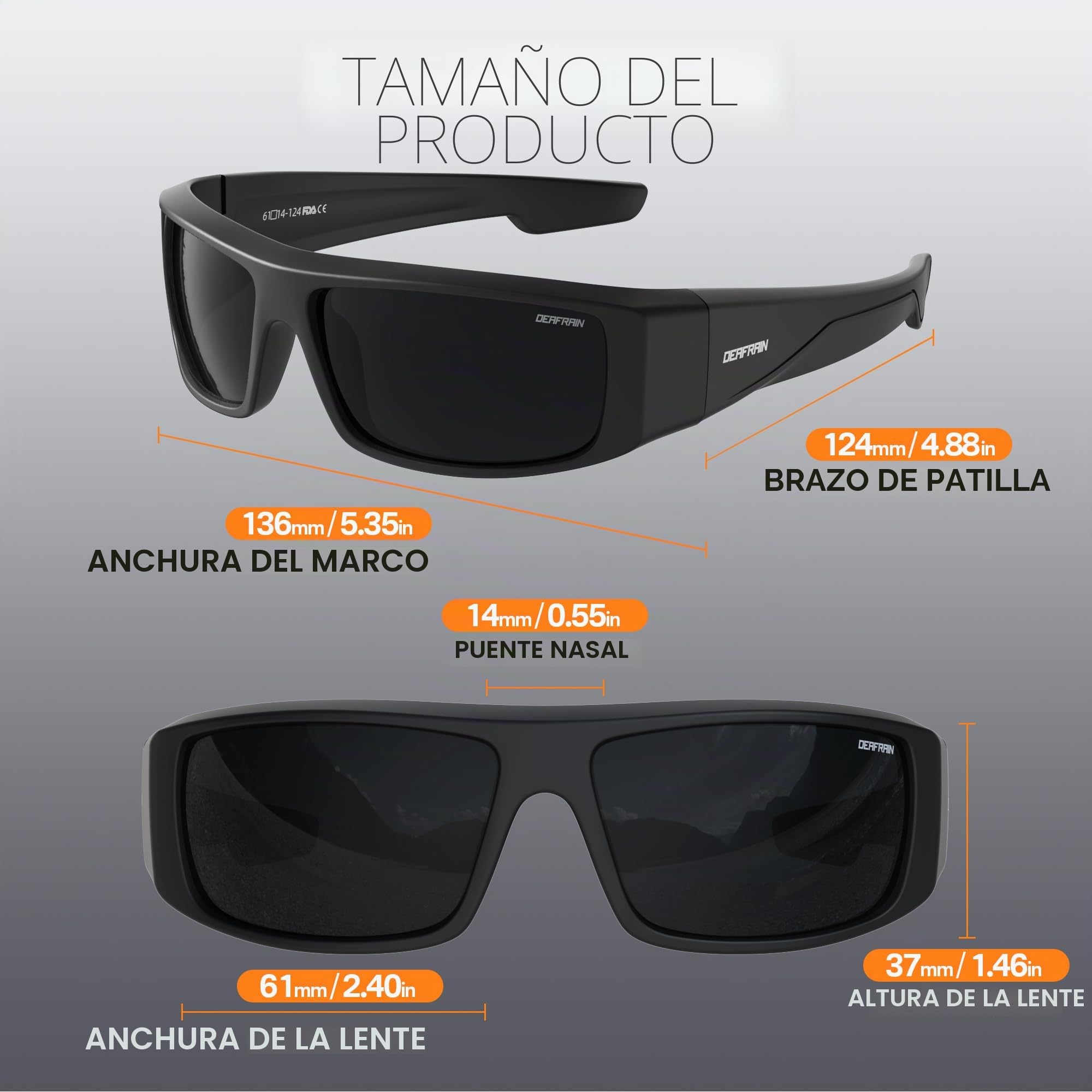 DEAFRAIN Gafas de sol polarizadas con lentes superoscuras para hombres y mujeres, gafas deportivas envolventes UV400 CAT 4 para ojos sensibles
