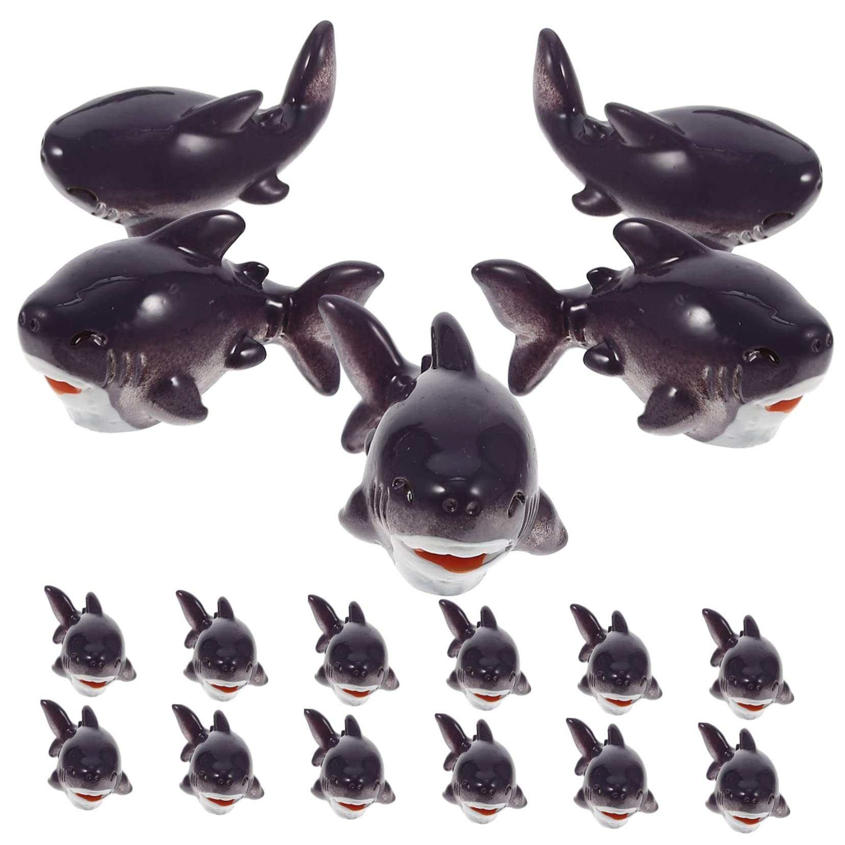 Happyyami 100 Pièces Requin Miniature Jouets Créatures Marines pour Enfants Chiffres De Requin Animal Marin Modèle De Requin Sculpture De Requin Baignoire Décorations Résine Synthétique