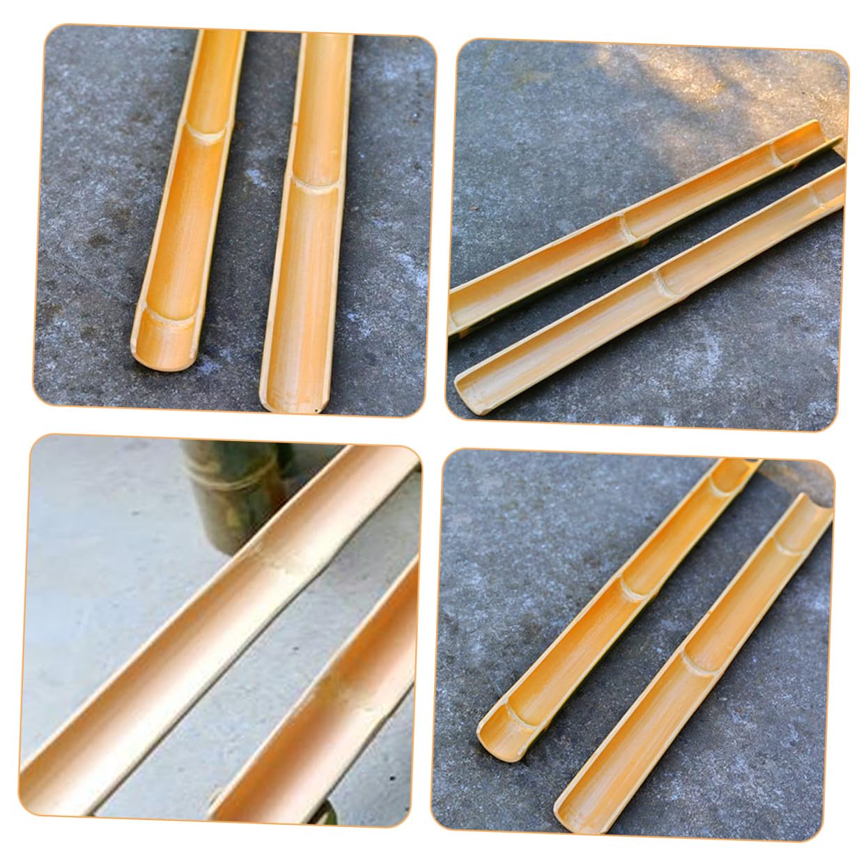 iplusmile 2 pezzi Fontana d Acqua in Bambù per Acquari e Decorazione Ciclabile Elegante per Interni ed Esterni Canale d Acqua Multifunzionale per Pesci e Spazi Outdoor