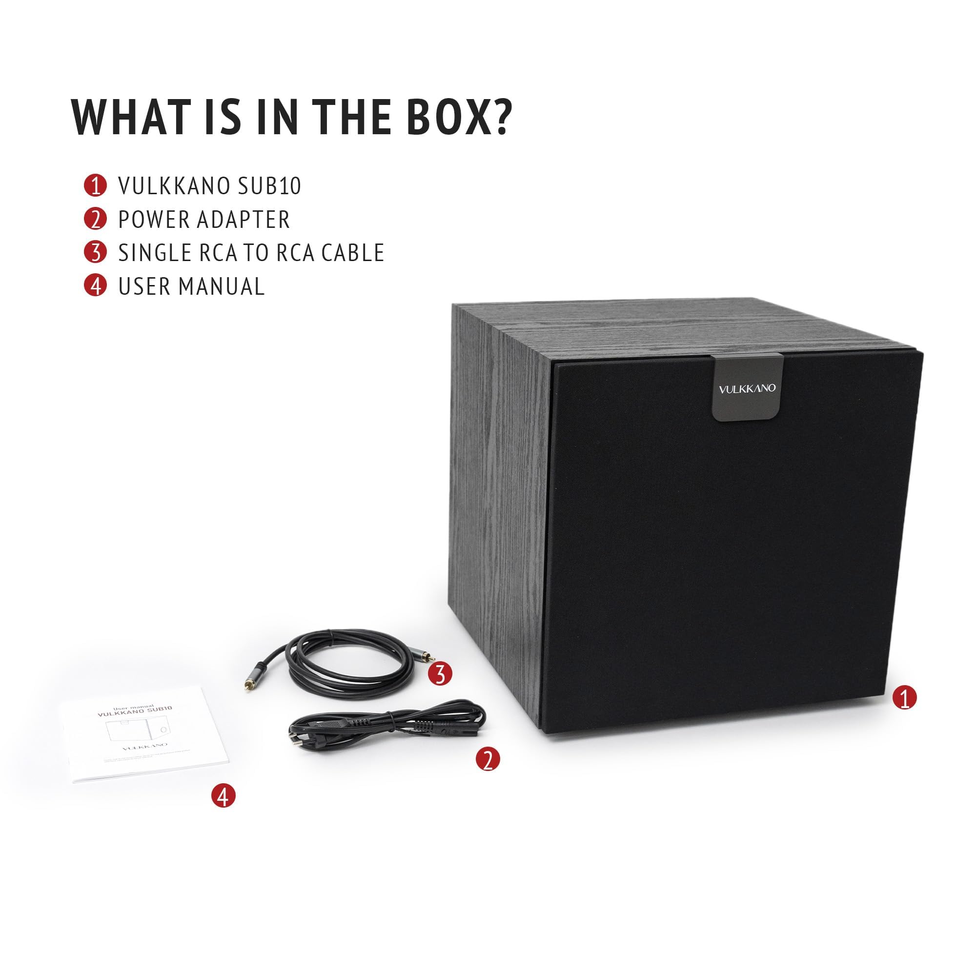 VULKKANO SUB10 Caisson de Basse de 10 Pouces, Fréquence 40Hz-200Hz, Subwoofer Actif
