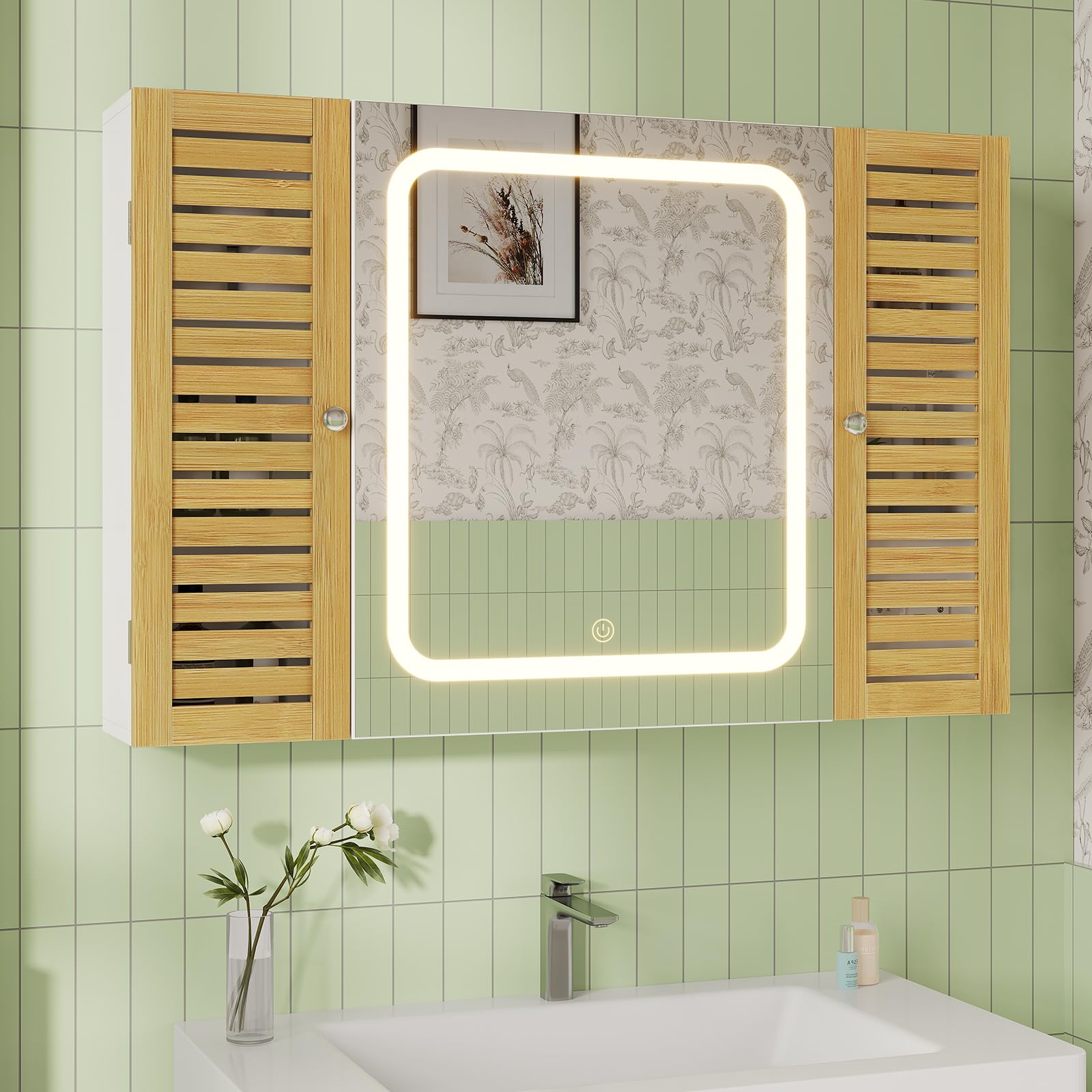 armoire murale salle de bain led et