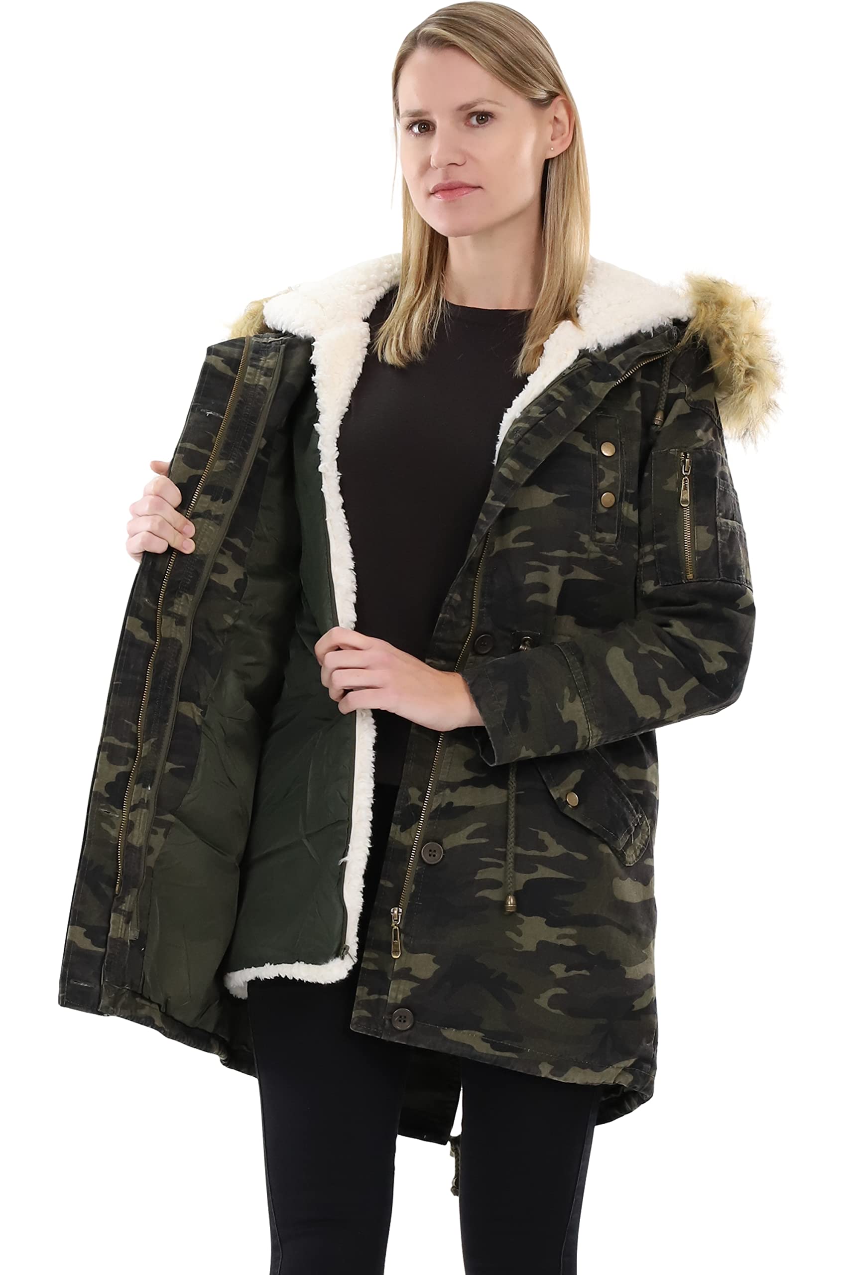 malito Donna foderato Parka Cappuccio Trenchcoat Cappotto-Invernale 81099