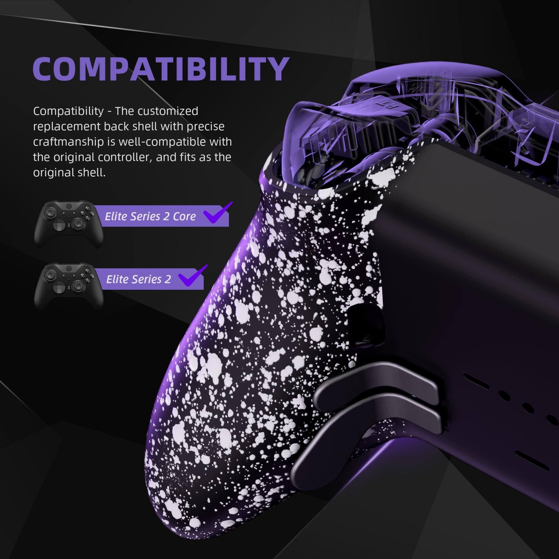 eXtremeRate Cover Posteriore Ricambio per Xbox Elite Series 2 Controller,Custodia Copertura Scocca Trigger Stop per Xbox Elite Series 2 Core Wireless Controller Model 1797-Bianco Antiscivolo