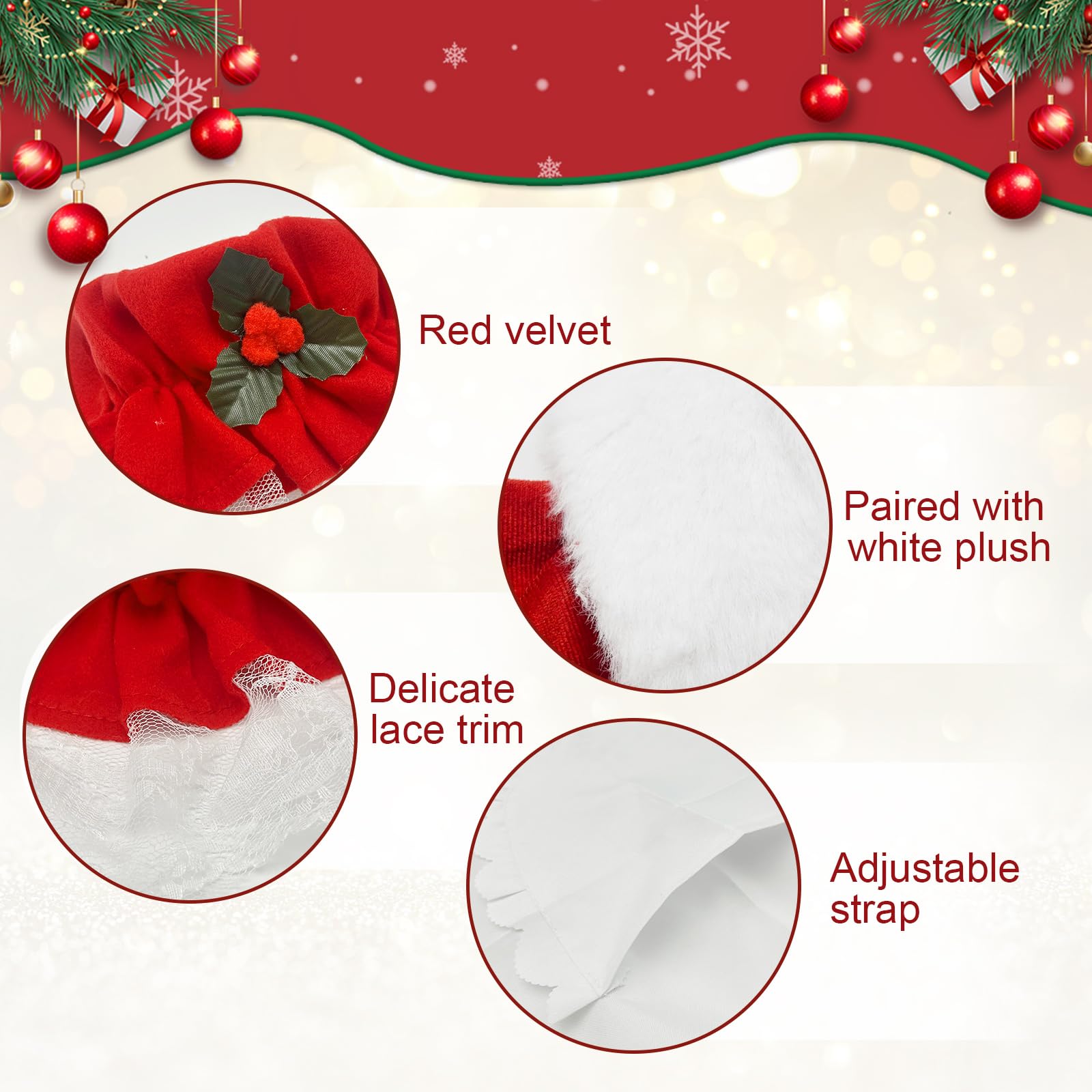SAIIURV 4 Pcs Mrs Claus Costume Women - Image 3