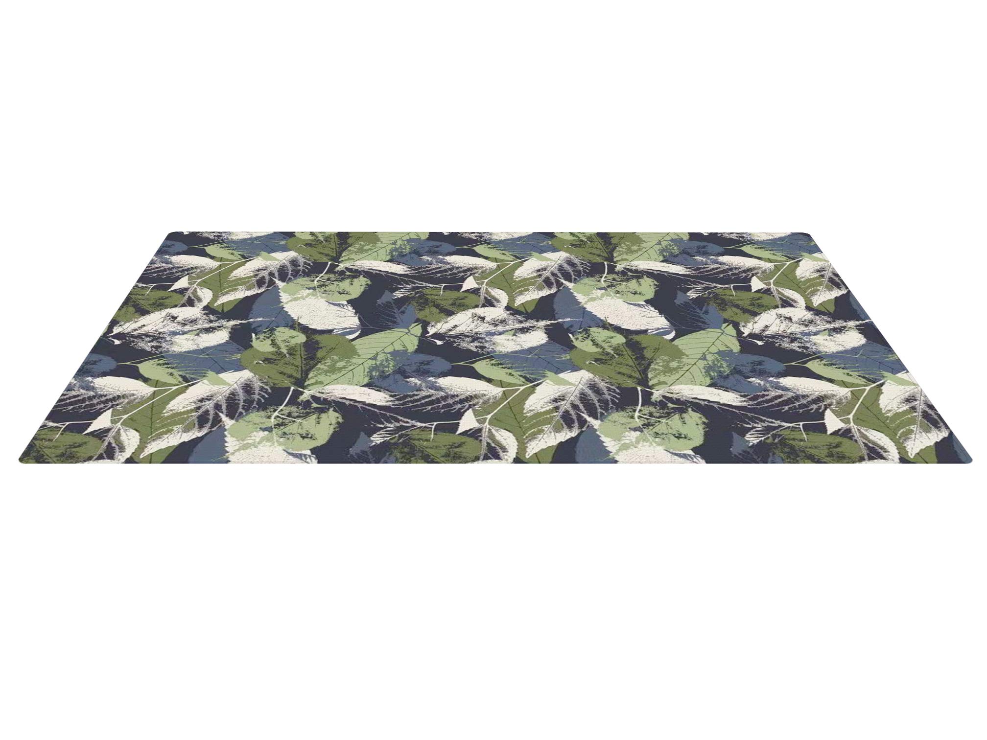 Premium Stylish Foam Play Mat | Cushy-Soft & Thick | Easy-to-Clean, Hypoallergenic, Non-Toxic, Pet-Friendly | One Piece - Large Navy Leaves
