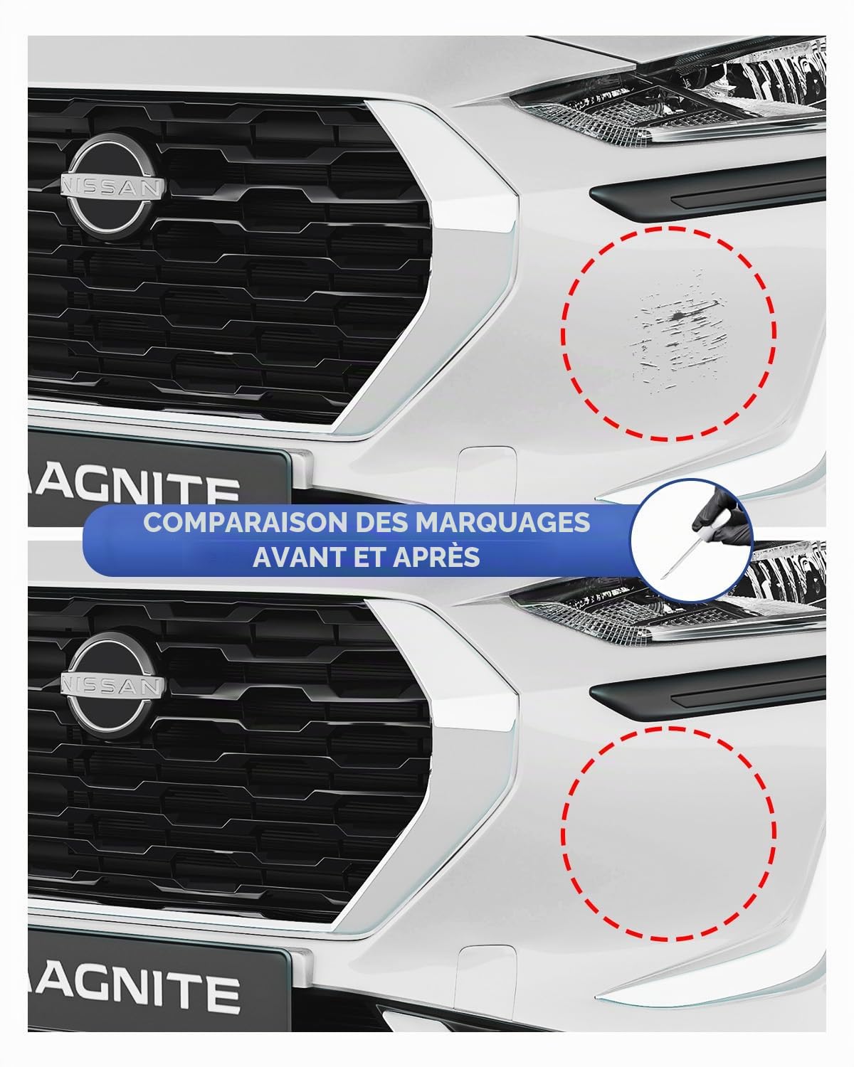KAD Gun Stylo de retouche métallisé pour Nissan – Correspondance exacte pour éclats et Rayures