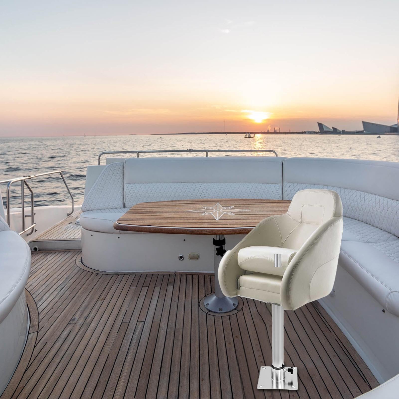 Pied de siège de bateau - Base de support de chaise pivotante, plate-forme en aluminium réglable | Système de support maritime robuste, support de hauteur de rouille pour le de pêche Helm Deck