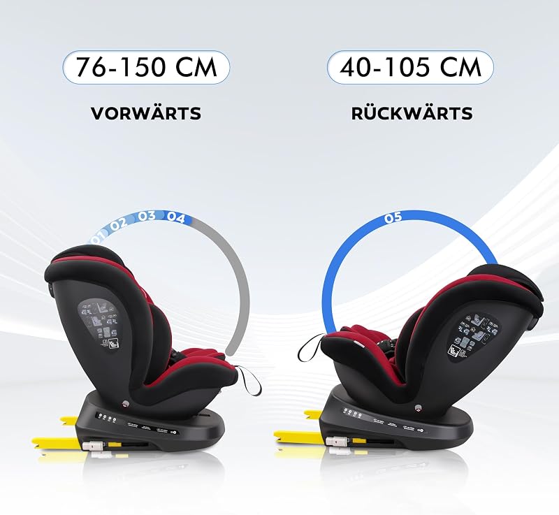 Reecle 360° Forgó i-Size Autósülés ISOFIX 0-36 kg Újszülött-12 év ECE R129