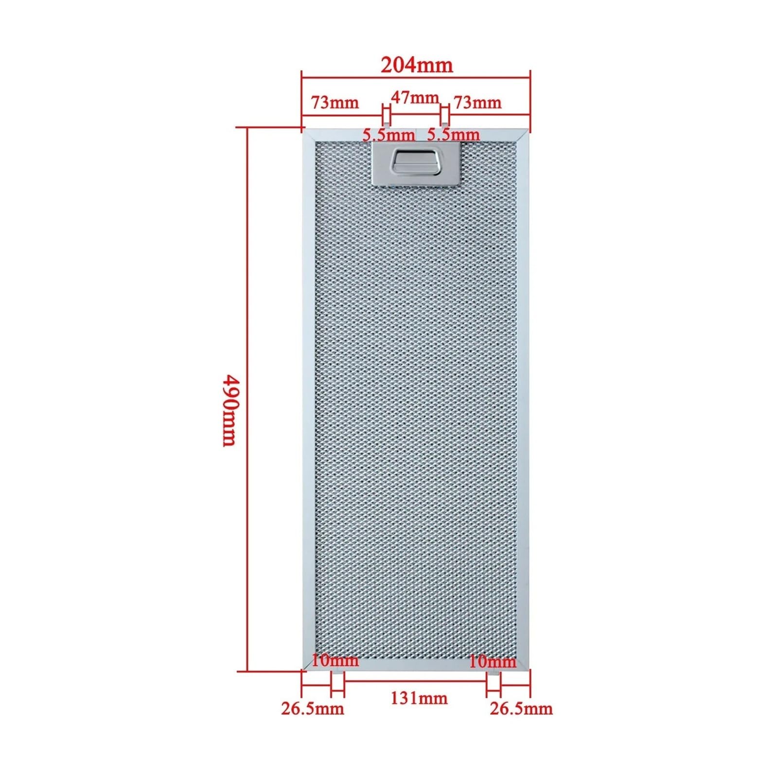 Filtro Campana 204 x 490 mm Compatible For Orbegozo Metal