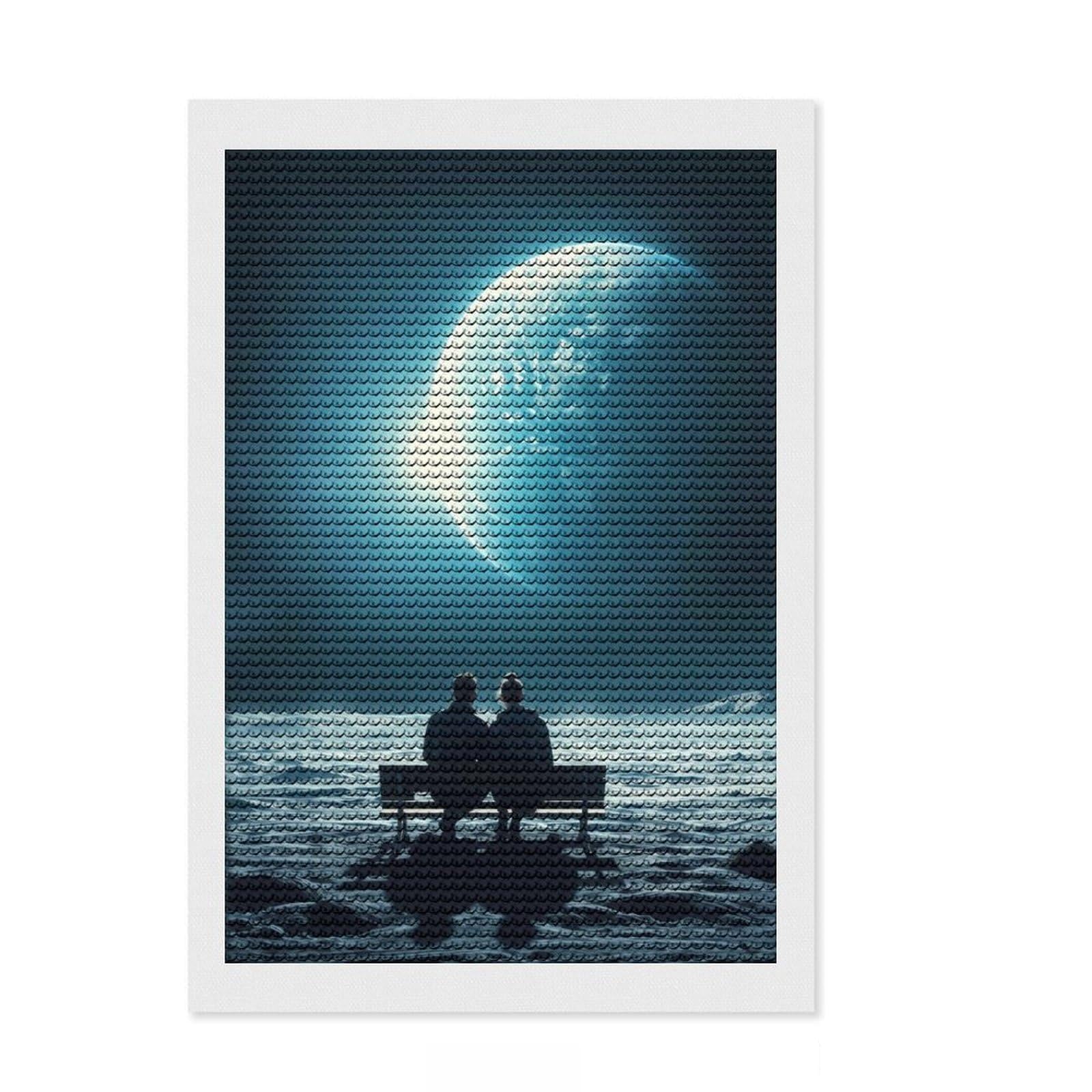 Junmoney Lunar Serenity Diamond Art Canvas 8"x12", Birthday Gift, for Adults, Creative Leisure Activity, Aesthetic Room Decor