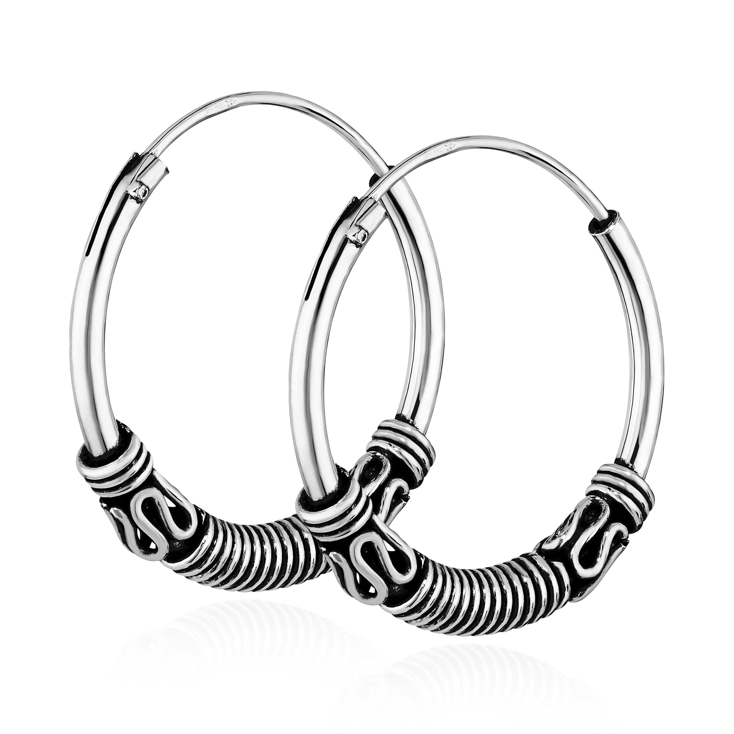 NKlaus Einzel Sterling Silver 925 Celtic Gothic Hoop Solid 20 mm 7276, Silver, No Gemstone