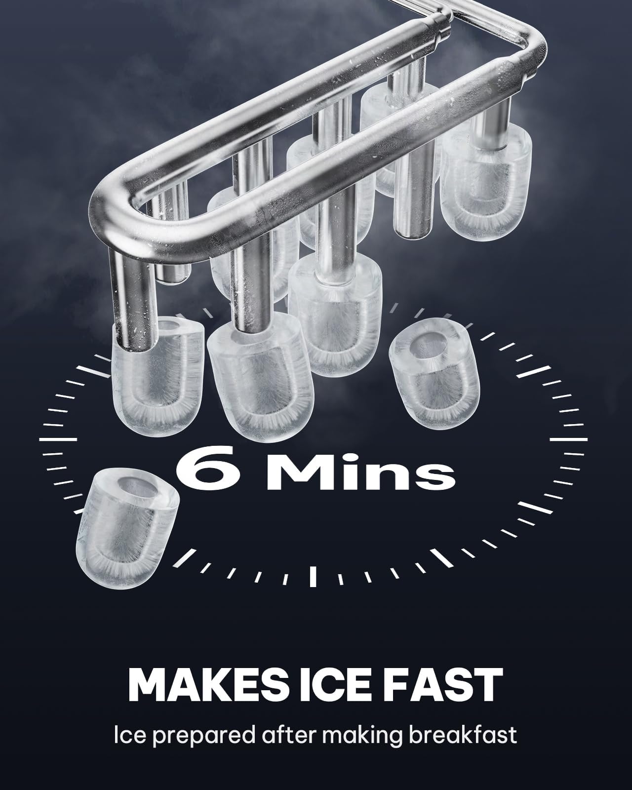 Silonn Countertop Ice Maker, Portable Bullet Ice Machine With Handle, 26 Lbs/Day, 9 Ice Cubes In 6 Minutes, Self-Cleaning, Includes Basket & Scoop, For Home Kitchen Camping RV on Fridge.com - View 4