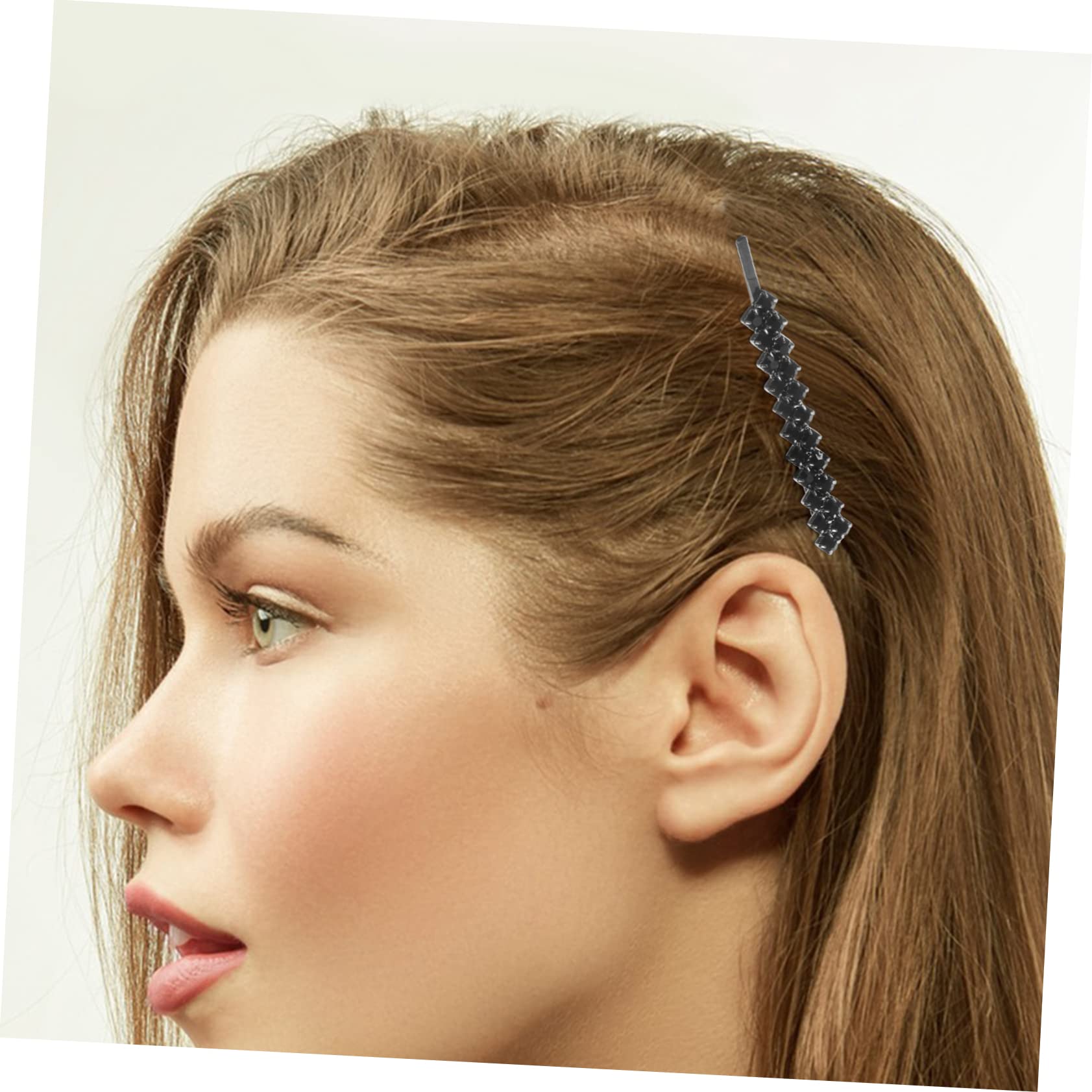 FOMIYES 5 Sets Seitliche Haarspangen Mit Strasssteinen Für Frauen Metall-haarspangen Schwarz Glitzernd Bobby 8 Stück * 5