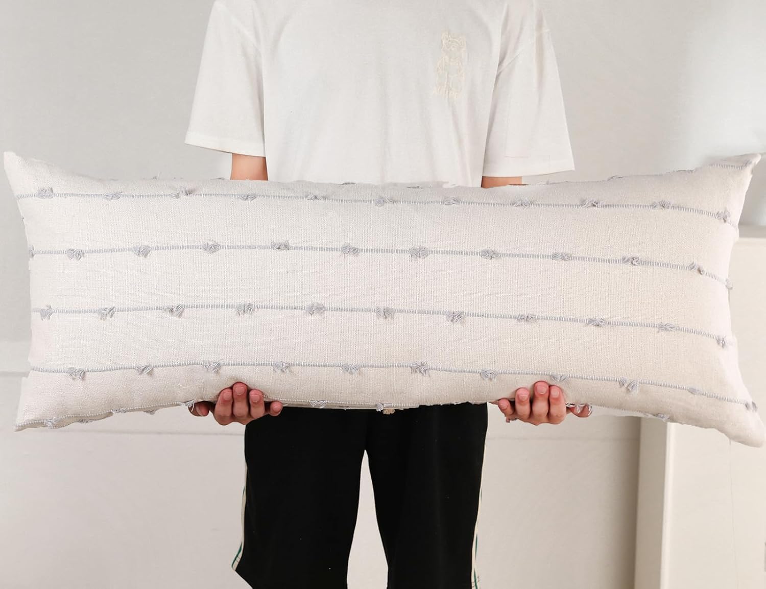 NUYECY Long Lumbar Throw Pillow Cover 16x36,Stripe Pattern