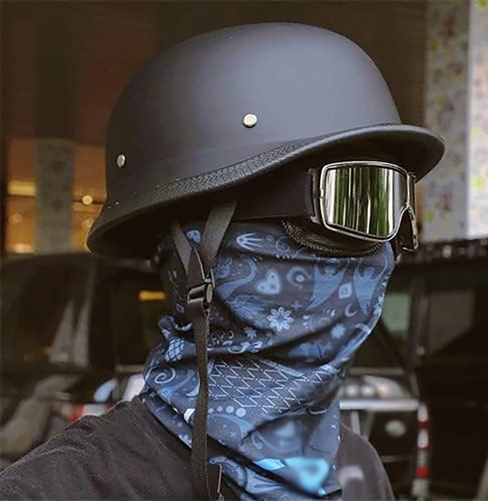 Casco De Motocicleta Alemán Vintage, Casco Retro De Media Carcasa con Gafas, Casco Jet para Scooter, Ciclomotor, Crucero, Motocicleta, Unisex, Homologado ECE/Dot.