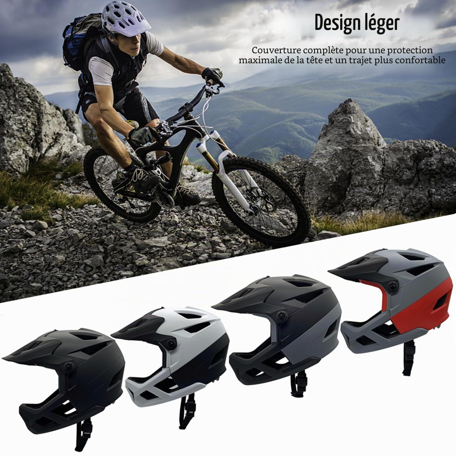 Kavolet Casque de Vélo pour Femme et Homme, Intégral pour VTT et Route, Léger, Visière Réglable et Connexion de Lunettes, 55-59 cm, Résistant aux Chocs
