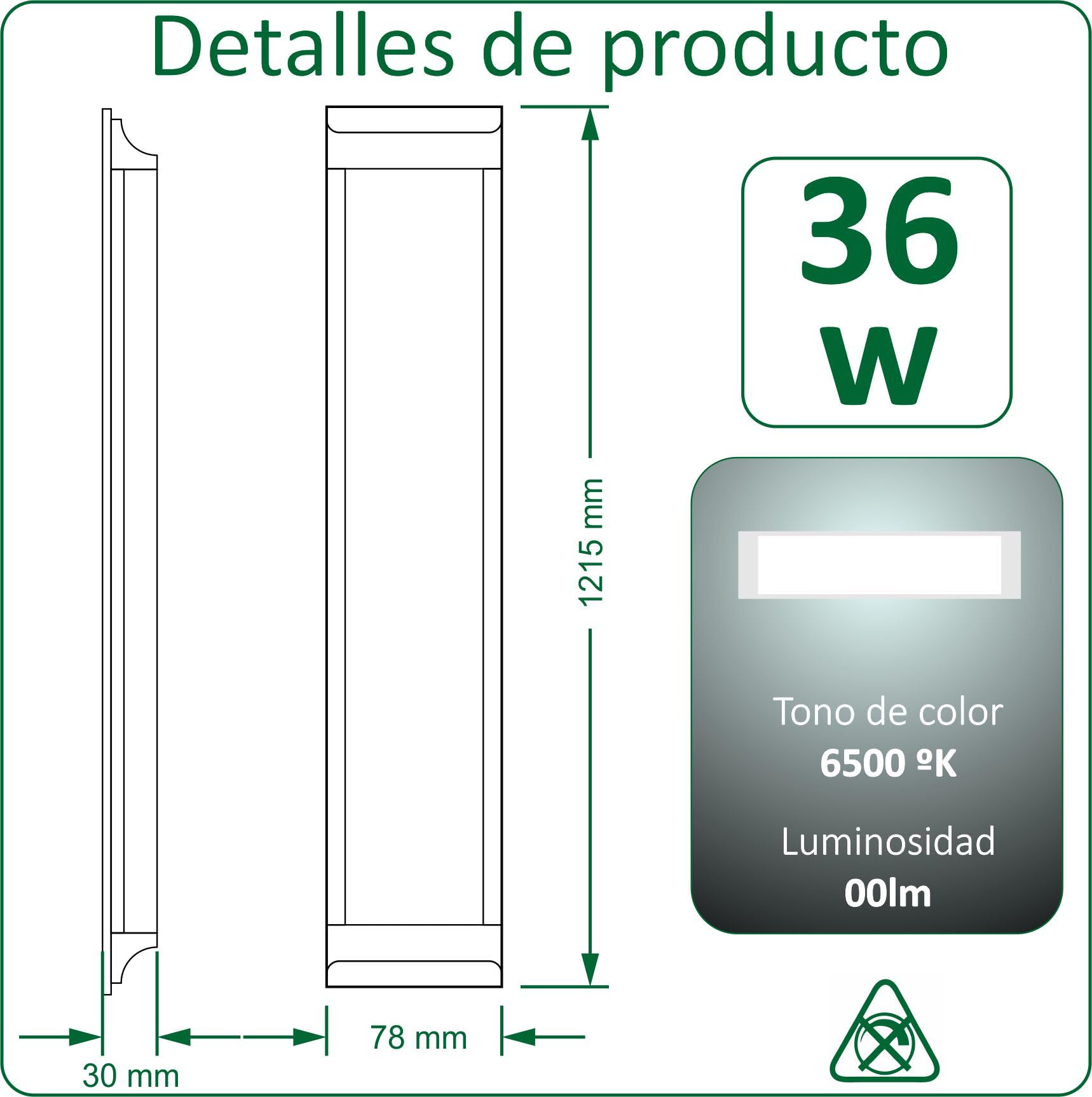 VZLED - Pantalla LED 36W Superficie Lineal, Luminaria 120 cm, Plafón Techo, Lámpara Cocina, Luz Blanco Frío 6500K (Pack 5)