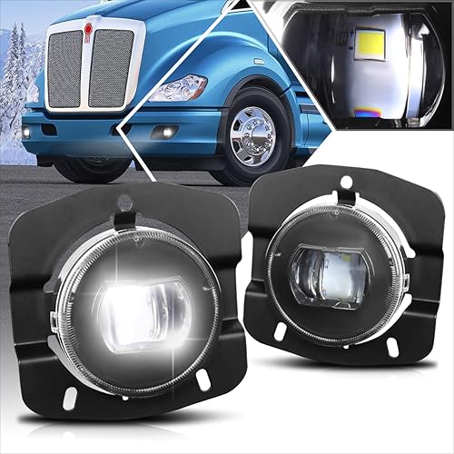 Miniatura 7 de Parachoques delantero con proyector LED completo conjunto de luces antiniebla compatibles con Kenworth T680 11-22 carcasa cromada