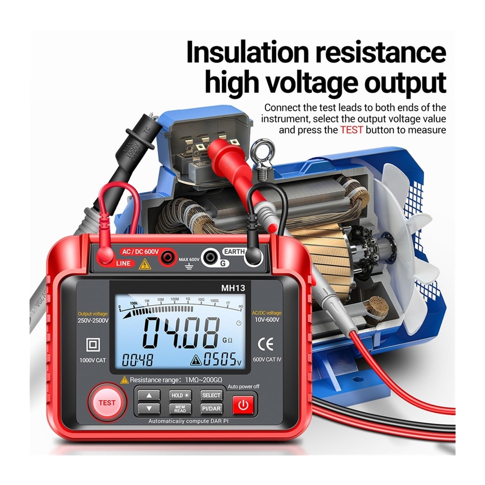 MH13 Ohm Tester Multimetr Cyfrowy Megometro Izolacja Ziemia Miernik Rezystancji Wysokiego Napięcia Tester Megaomomierz Narzędzie