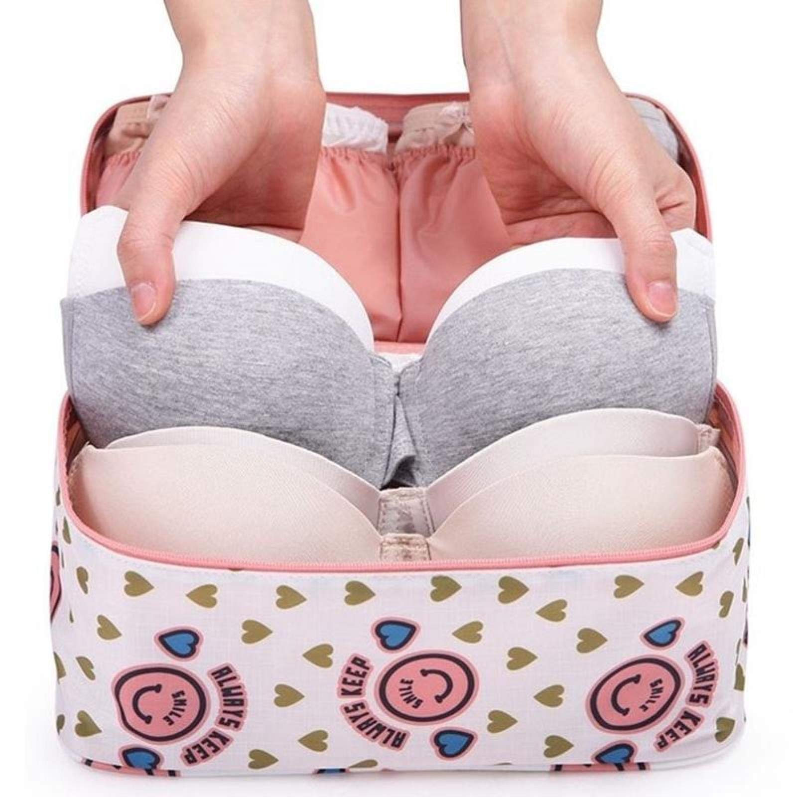 Borsa per Reggiseno da Viaggio da 1 Pezzo Borsa per Organizer per Biancheria Intima Borsa per Cosmetici per Articoli da toeletta Quotidiana Borsa per Il Lavaggio-Fiori Blu Scuro