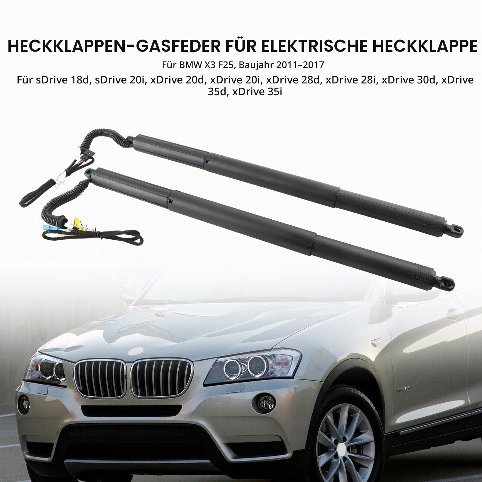Paar Hinten Rechts + Hinten Links Elektrische Gasfeder Gasdruckfeder Heckklappe Ersatz für X3 F25 2010-2017 Autozubehör Teil# 51247232003 51247232004