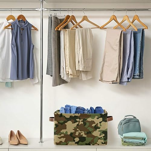 Miniatura 6 de Unimagic Cesta de almacenamiento con estampado de camuflaje camuflaje con asa, cesta organizadora de tela rectangular plegable para el hogar,