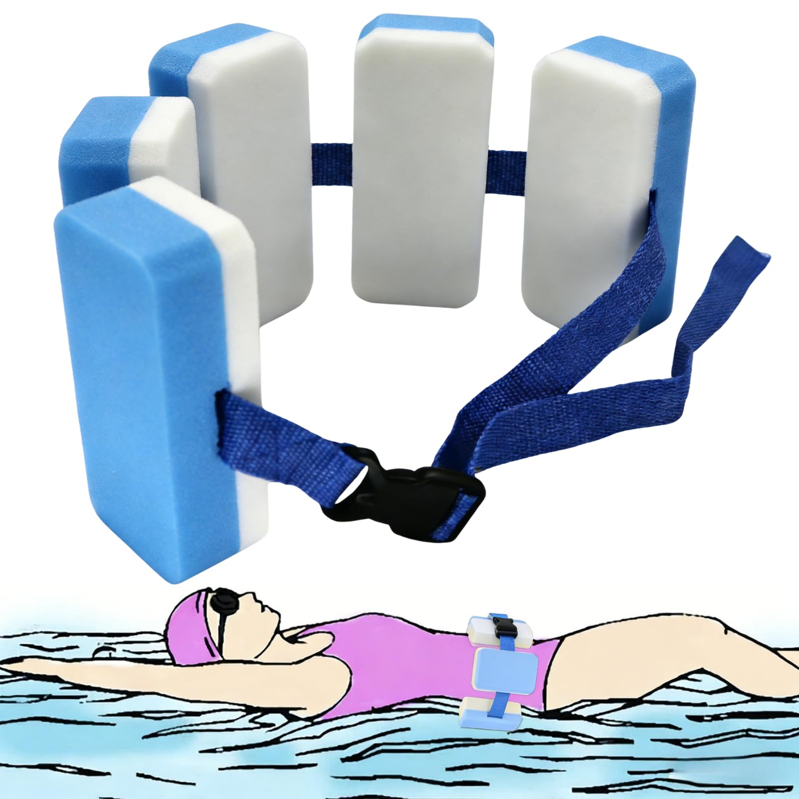 Schwimmgürtel, Verstellbare Schwimmhilfe mit 5 Blockelementen & Sicherheitsverschluss, Schwimmtrainer geeignet für 14-40 kg, Schwimmgurt für Anfänger, Ideal für Pool, See & Urlaub
