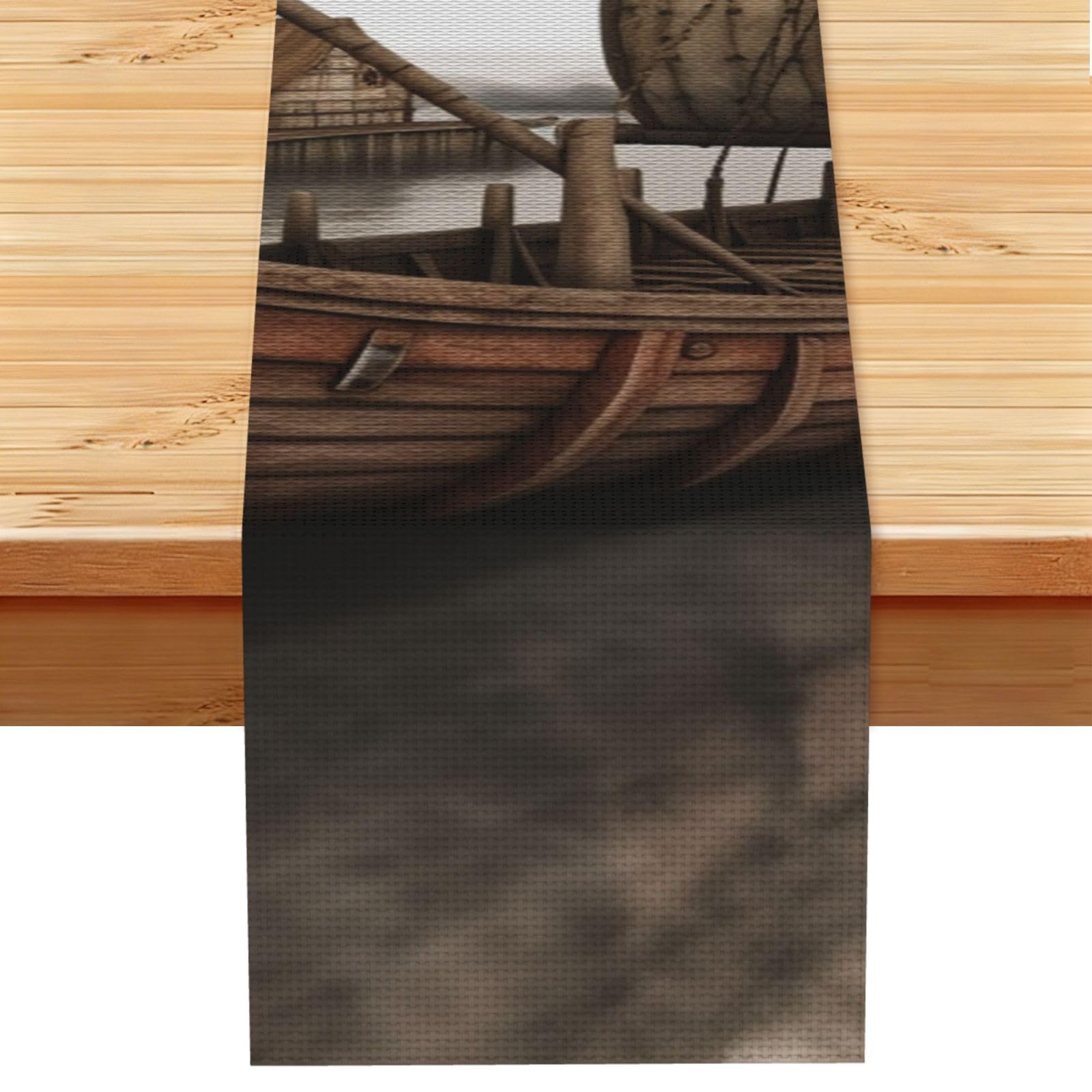 Boat Table Runner 13x72 Inch Cotton Linen Table Linen Washable Farmhouse Tablecloth Modern Abstract Art Kitchen Dinning Table Decoration for Home Party Decor