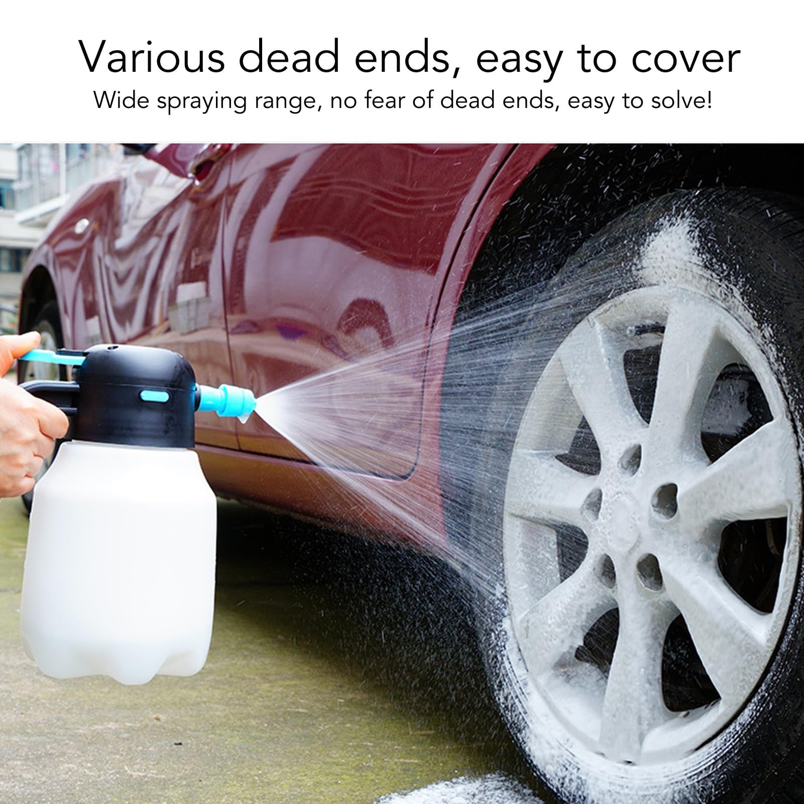 Pulverizador de Espuma Presurizado Inalámbrico, Botella Pulverizadora de Espuma Eléctrica de PP de 2000mAh y 1,8l con Batería de Litio para Lavado de Coches y Riego de Flores