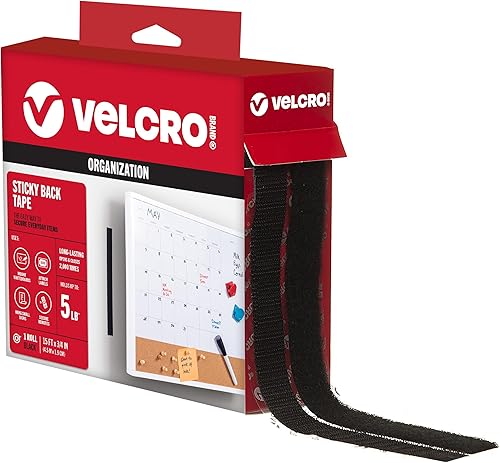 VELCRO Brand Sticky Back - cinta de velcro de 15 pies x 3/4 pulgadas, negro, (90081)