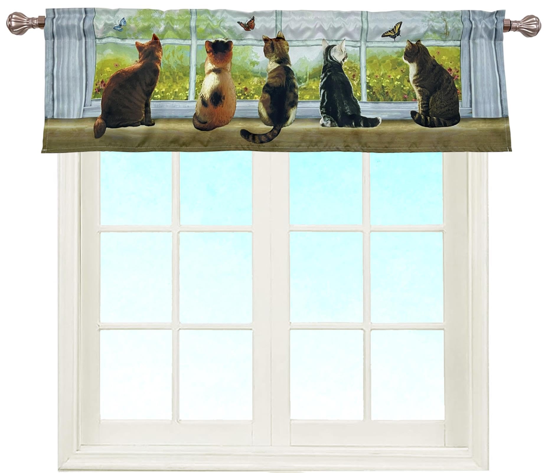 Cortina Sanefa Gatinhos EZ.enjoy | 132x40cm - Decoração Boho Para Cozinha/Banheiro