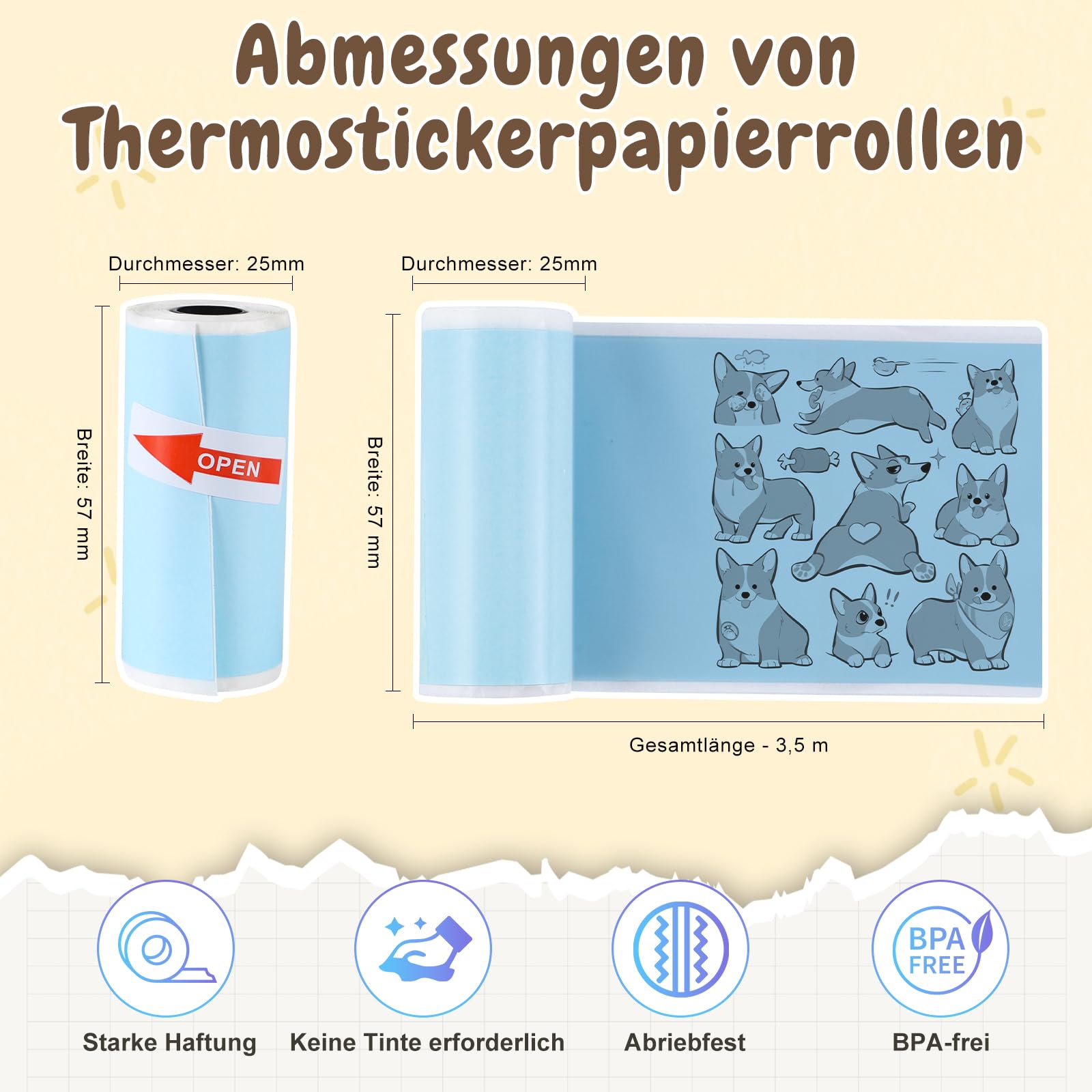 PRAOAHEI Mini Drucker, Tragbarer Fotodrucker mit 20 Rollen Druckerpapier, Bluetooth-Etikettendrucker, Thermodrucker für Notizen, Fotos, Tagebücher, Heimwerken, kompatibel mit iOS und Android (Blau)