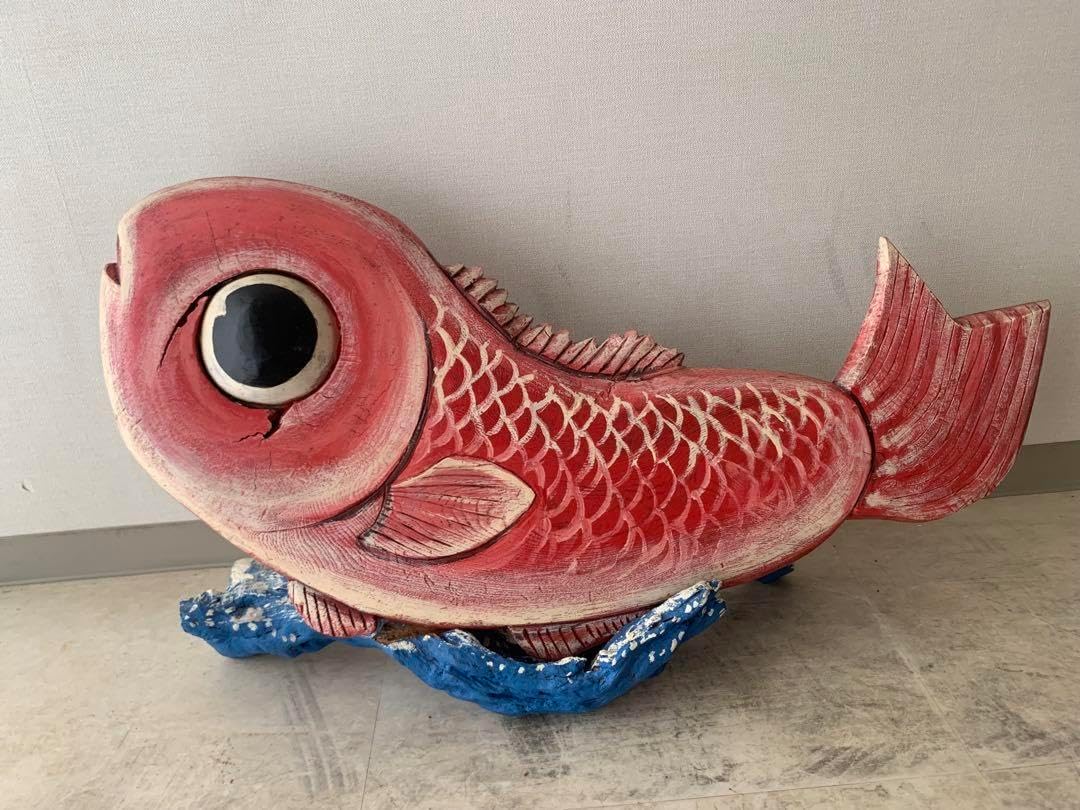 木彫り、縁起の良い鯉、置物、飾り 楽天市場】鯉 置物（素材（インテリア）木）の通販 木彫り 縁起の良い