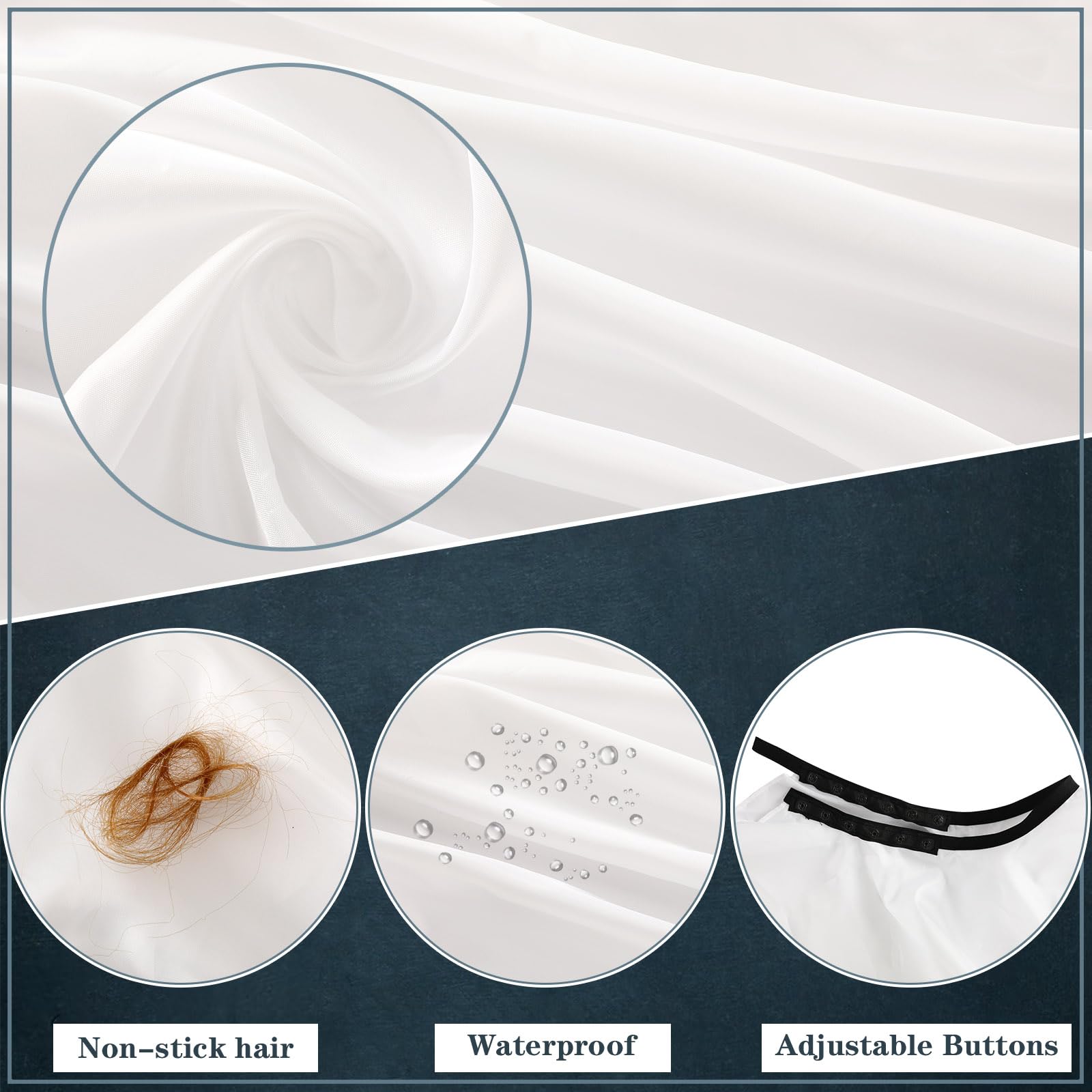 2 capas de peluquería para adultos, capa profesional de corte de pelo con cierre a presión impermeable, Blanco, Talla única 3