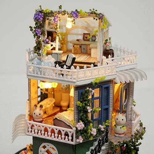 Miniatura 4 de con caja de música giratoria casa de muñecas en miniatura, casa de muñecas de bricolaje, regalos para niños para mujeres, regalos de cumpleaños para