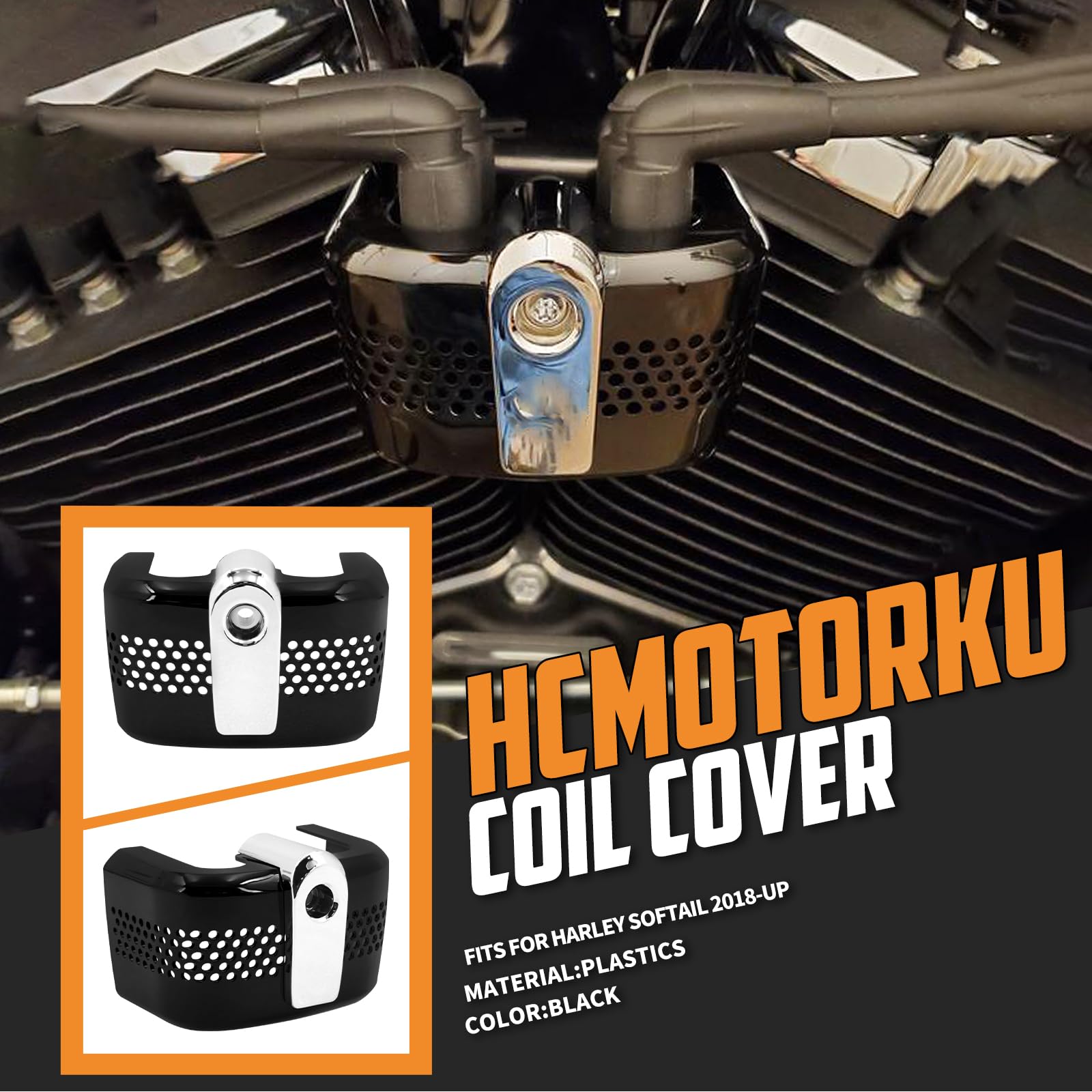 PARK  Nero  Copertura Bobina Di Accensione Per Motocicletta Per Softail Breakout Fat Bob 114 Flfbs Street~p154622291
