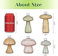 Vista 5 de Hewory Glass Mushroom Propagation Stations: Set of 5 Unique Propagation Jars Glass Planter for Indoor Plants Home Decor - Amber Mushroom Vase