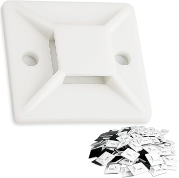 Super-Adhesive X-Large Cable Tie Mounts 100 Pack For Fast, Frustration-Free Wire Management. Anchor These Zip Tie Bases Tools-Free With Sticky Backs Or Use Screw-Holes For Permanent Hold