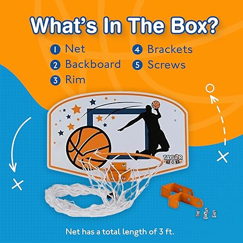 Miniatura 5 de Taylor Toy Cesta de lavandería de baloncesto cestas para dormitorio aro colgante sobre la puerta para niñas niños y niños sistema de disparo de