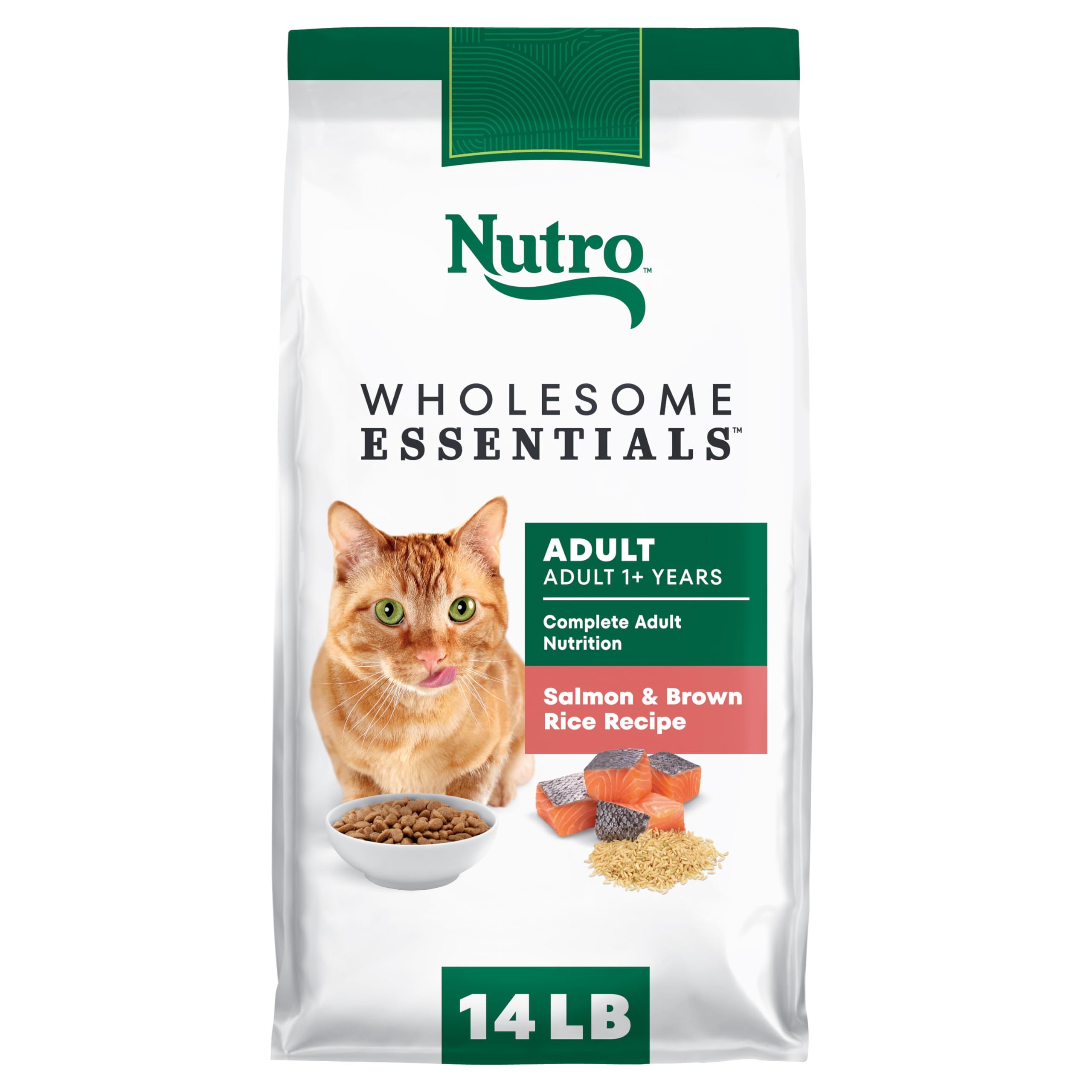 Nutro Salmon & whole Brown Rice Recipe Natural Complete Adult Cat Food 14lbs