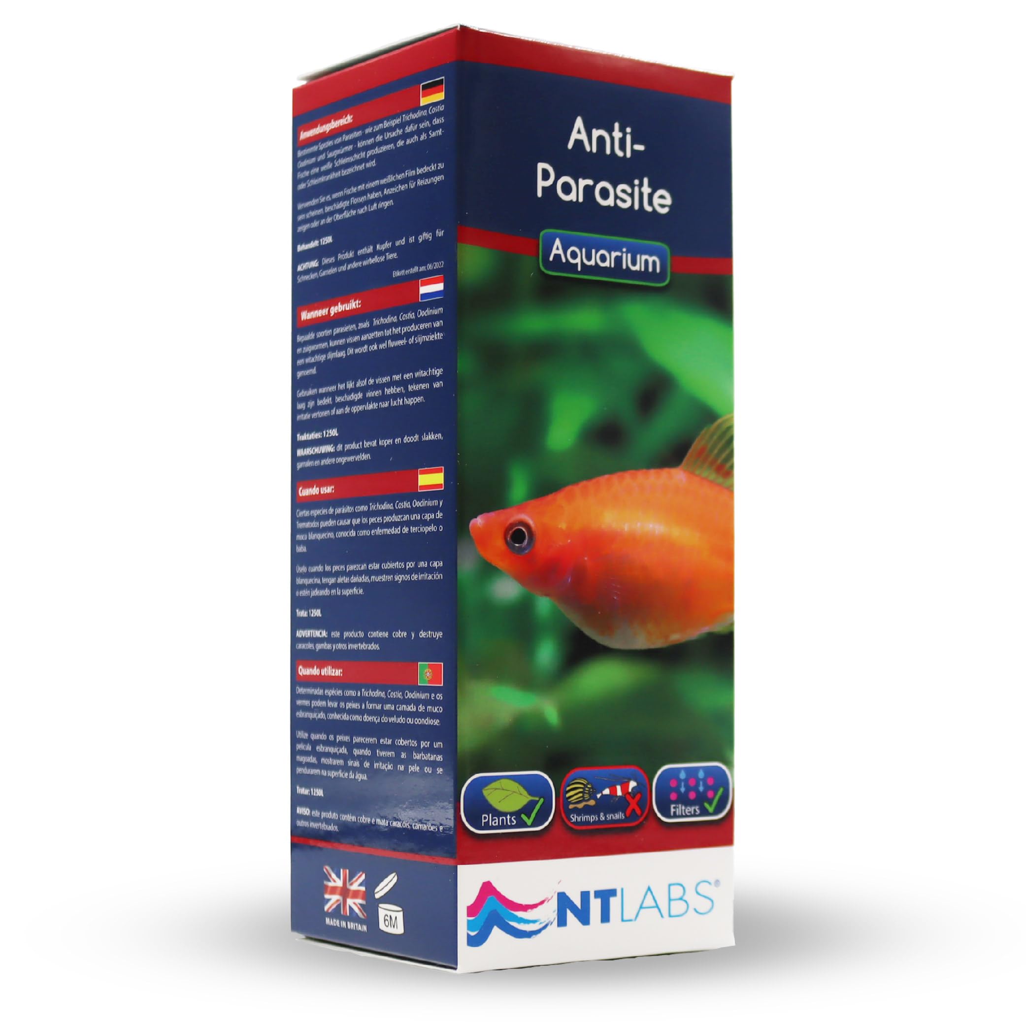 NT Labs Anti-Parasite, Combat Parasites, Treat Velvet (Slime Disease), Contains Copper Sulfate and Formaldehyde, Aquarium Accessories