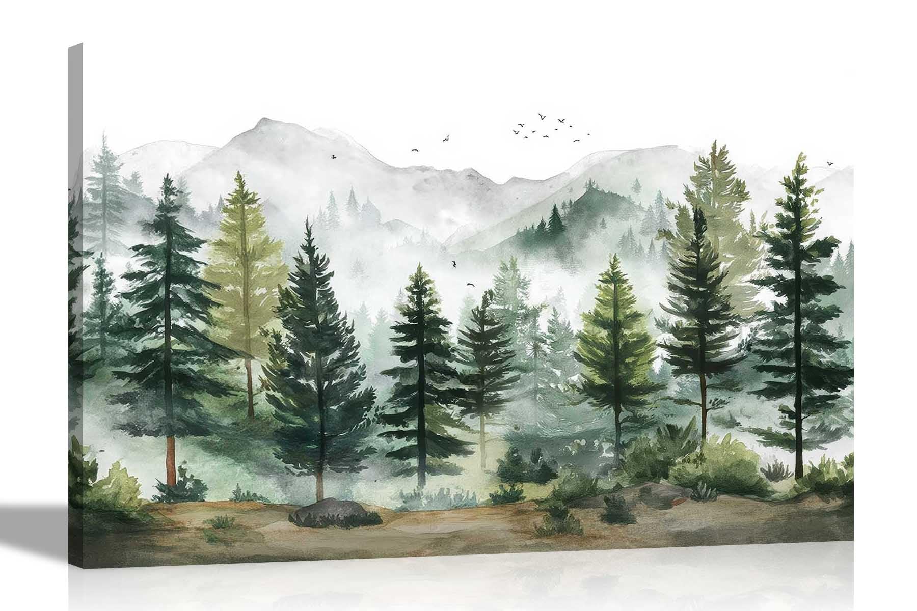 Artley Prints Tree Forest Mountain - Wilderness Forest Mountain Landscape Canvas Wall Art Pictures For Home Office Conservatory Landscape Prints 60 X 40Cm (24 X 16 Inches) A2