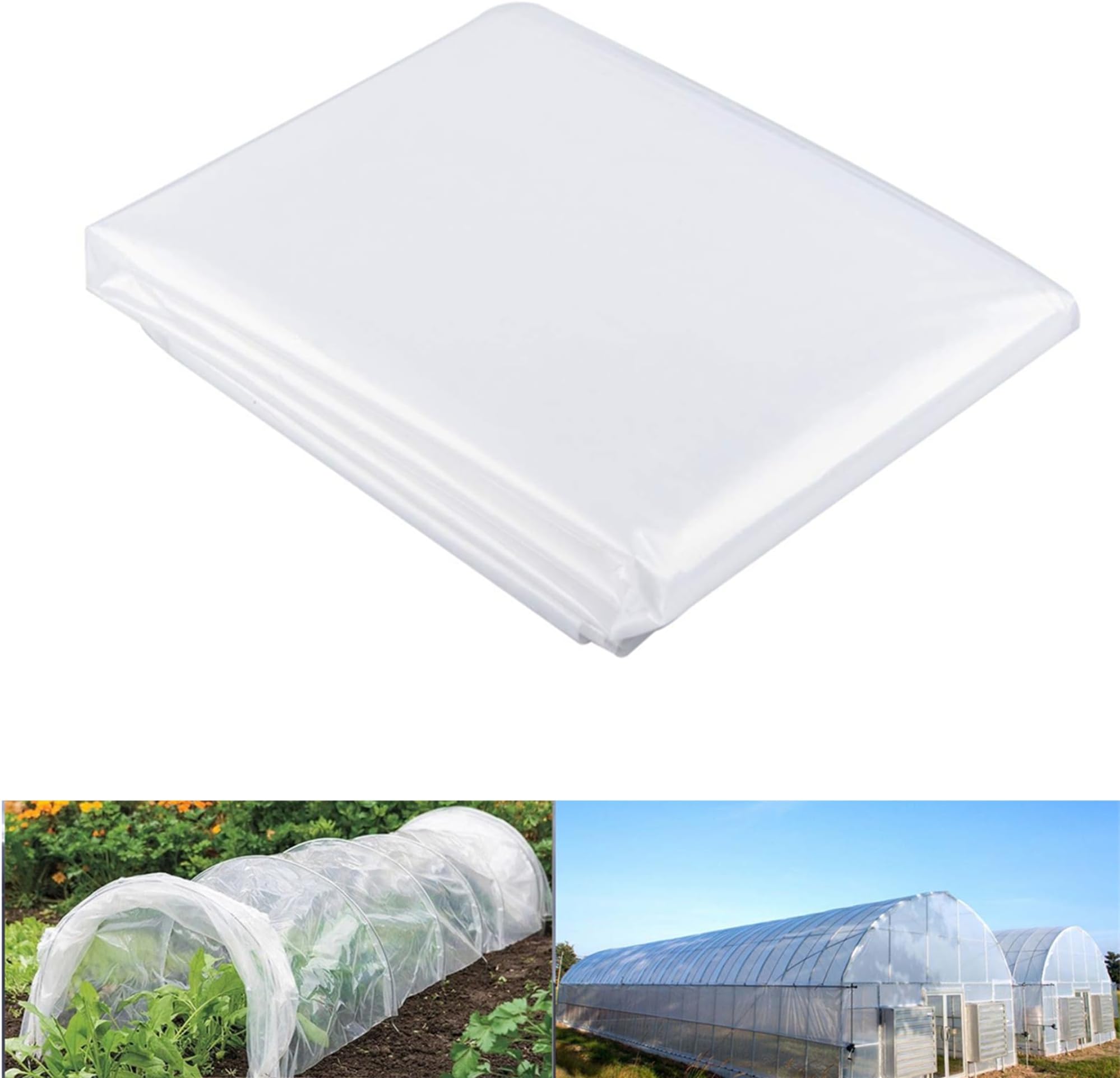 – 2M x 10M Extra Thick Clear Polythene Plastic Sheeting – Heavy Duty Greenhouse Polytunnel Cover, Multi-Use Film for Garden, Agriculture & Painting, UV Resistant, Anti-Drip