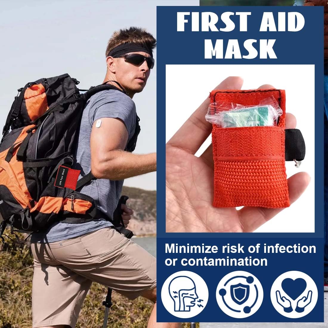 Pocket Mask Primo Soccorso 6 Pezzi Mascherina Respirazione Bocca A Bocca 5X5.5 Cm Rosso Blu Nero