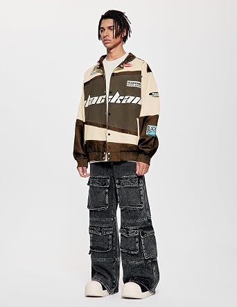 Vamtac Men's Varsity Jacket Vintage Letter Racer Oversized Baseball Bomber Unisex Streetwear Coats