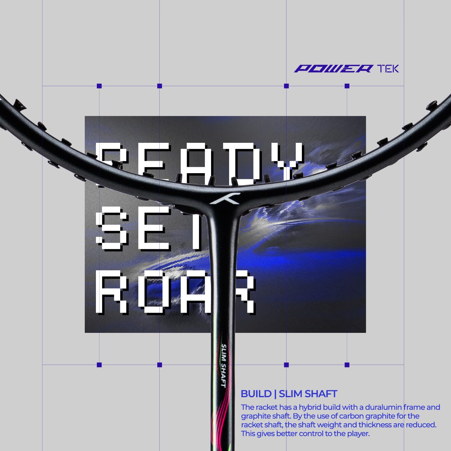 Hundred Powertek 1000 Pro Graphite Badminton Racket, Strung with Full Racket Cover, Lightweight Shuttle Bat for Intermediate Players β Dark Grey/White (Matte) 1